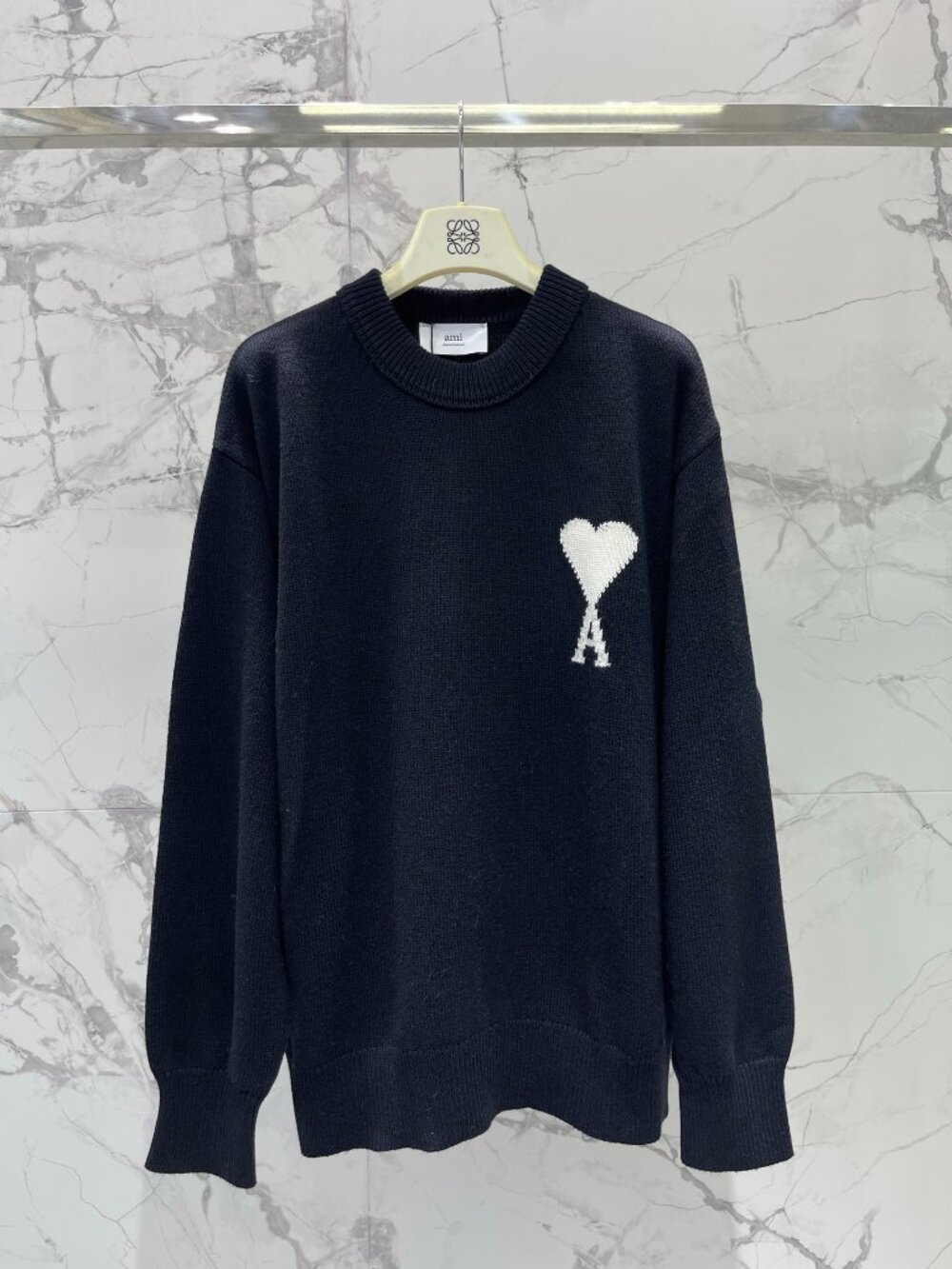 AMI Paris Black Heart Logo Crewneck Sweater